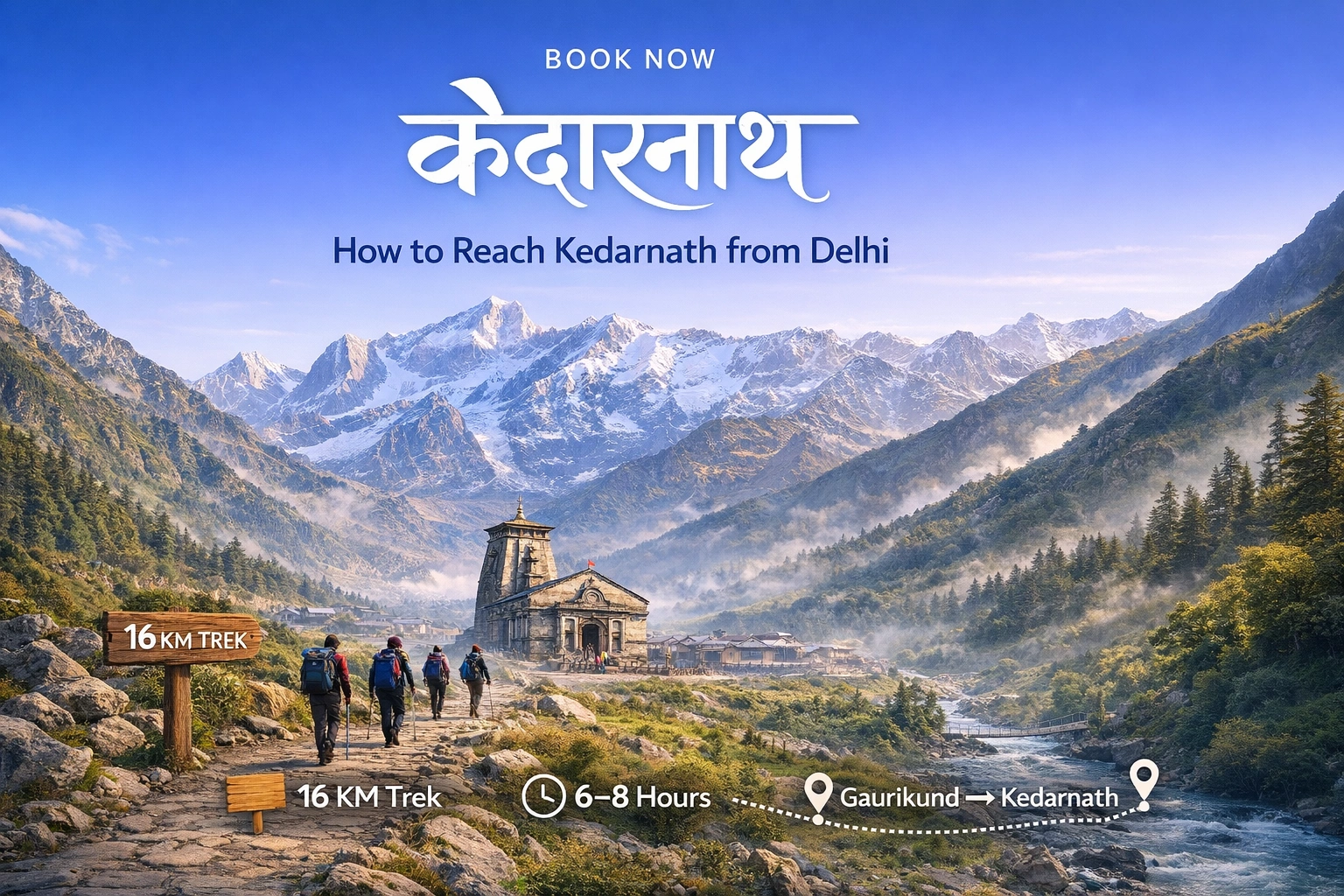 delhi to kedarnth distance