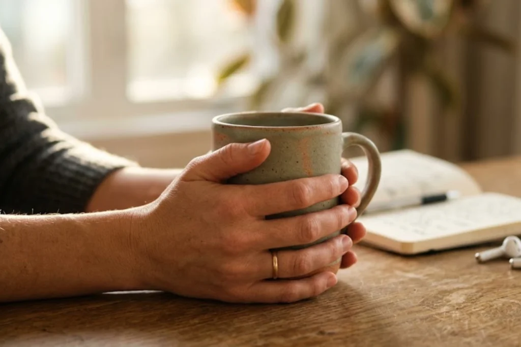 coffee mug during a morning meditation