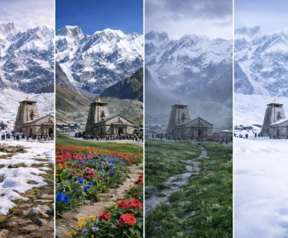 kedarnath image in all seasons witner, summer and spring