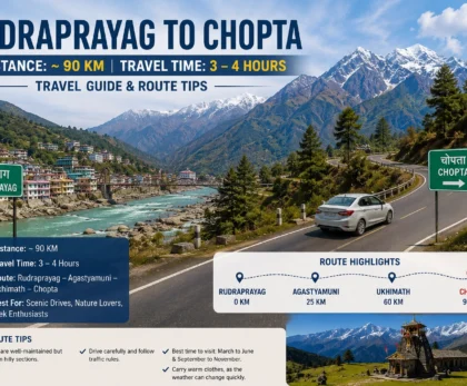Rudraprayag to Chopta Distance: