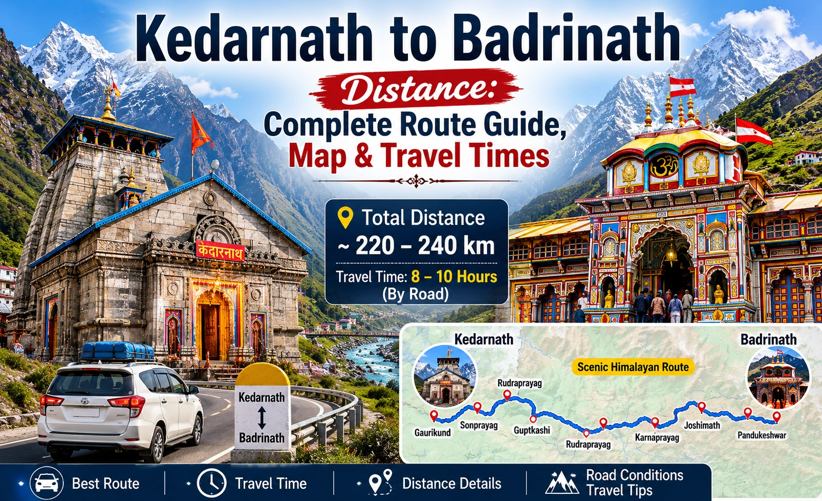 Kedarnath to Badrinath Distance