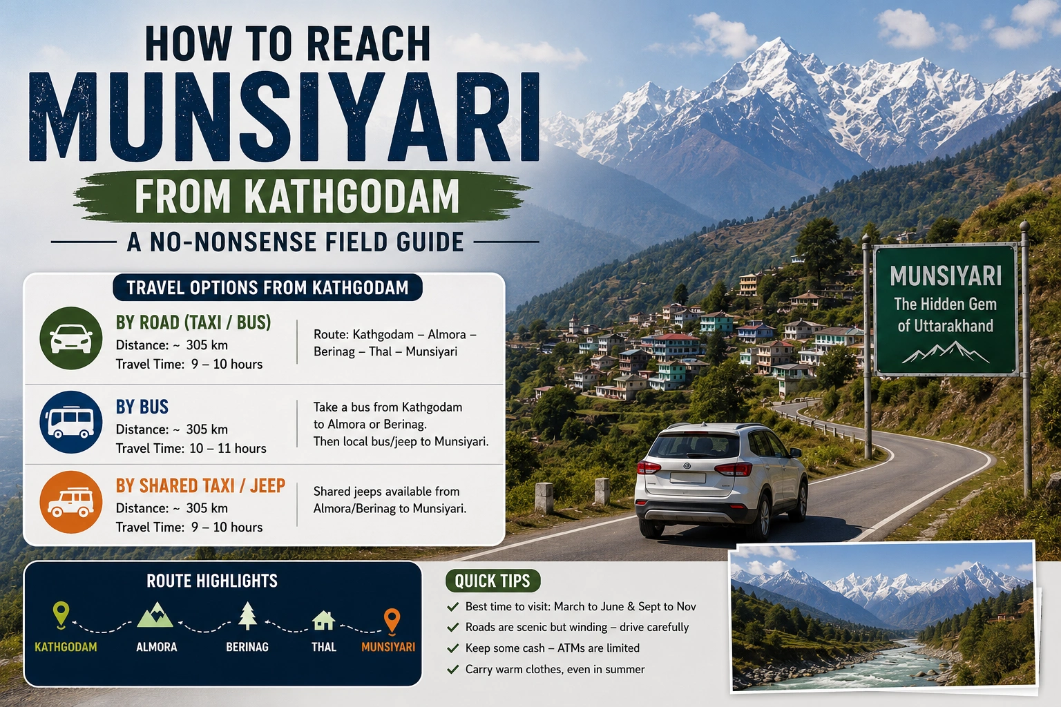 How to Reach Munsiyari from Kathgodam