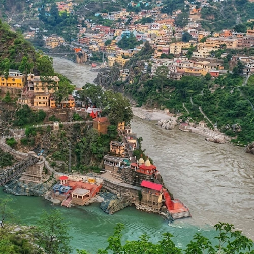 Rudraprayag river confluence temple Kedarnath route